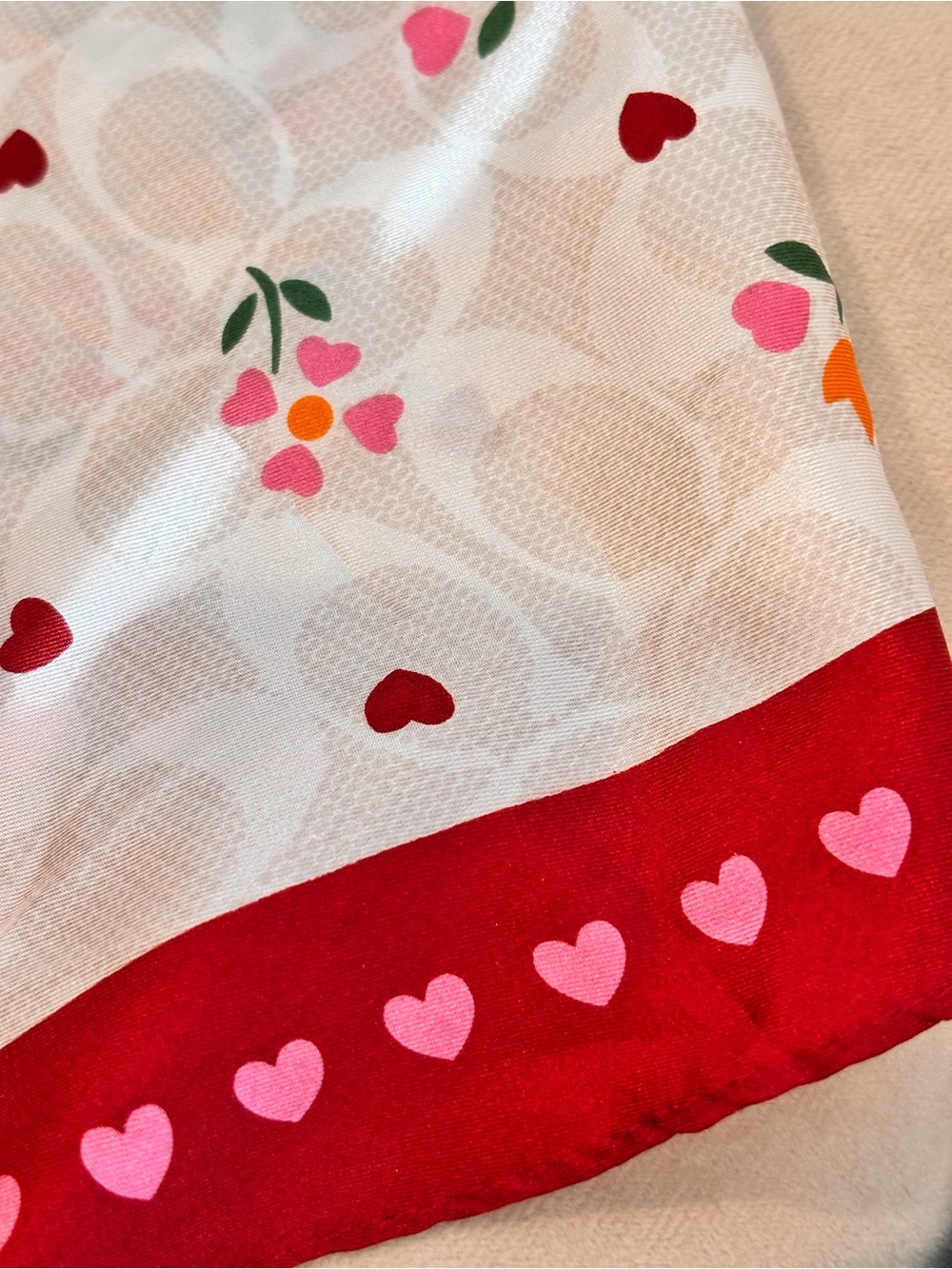 COACH Valentine's Day Floral Print Silk Diamond Scarf (Style No. C7697) - Picture 5 of 7